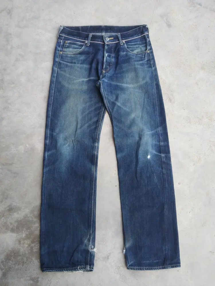 Japanese Brand Vintage Redline Half Selvedge Distresses Jeans 31x32 Size US 31 - 1 Thumbnail