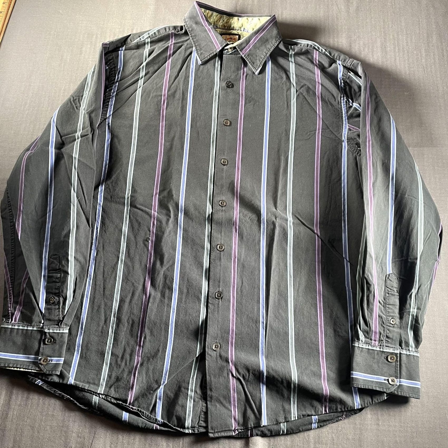 Vintage J. Garcia Shirt Mens XLT Black Stripe Long Sleeve Button Front 100% Cotton Size US XL / EU 56 / 4 - 4 Thumbnail