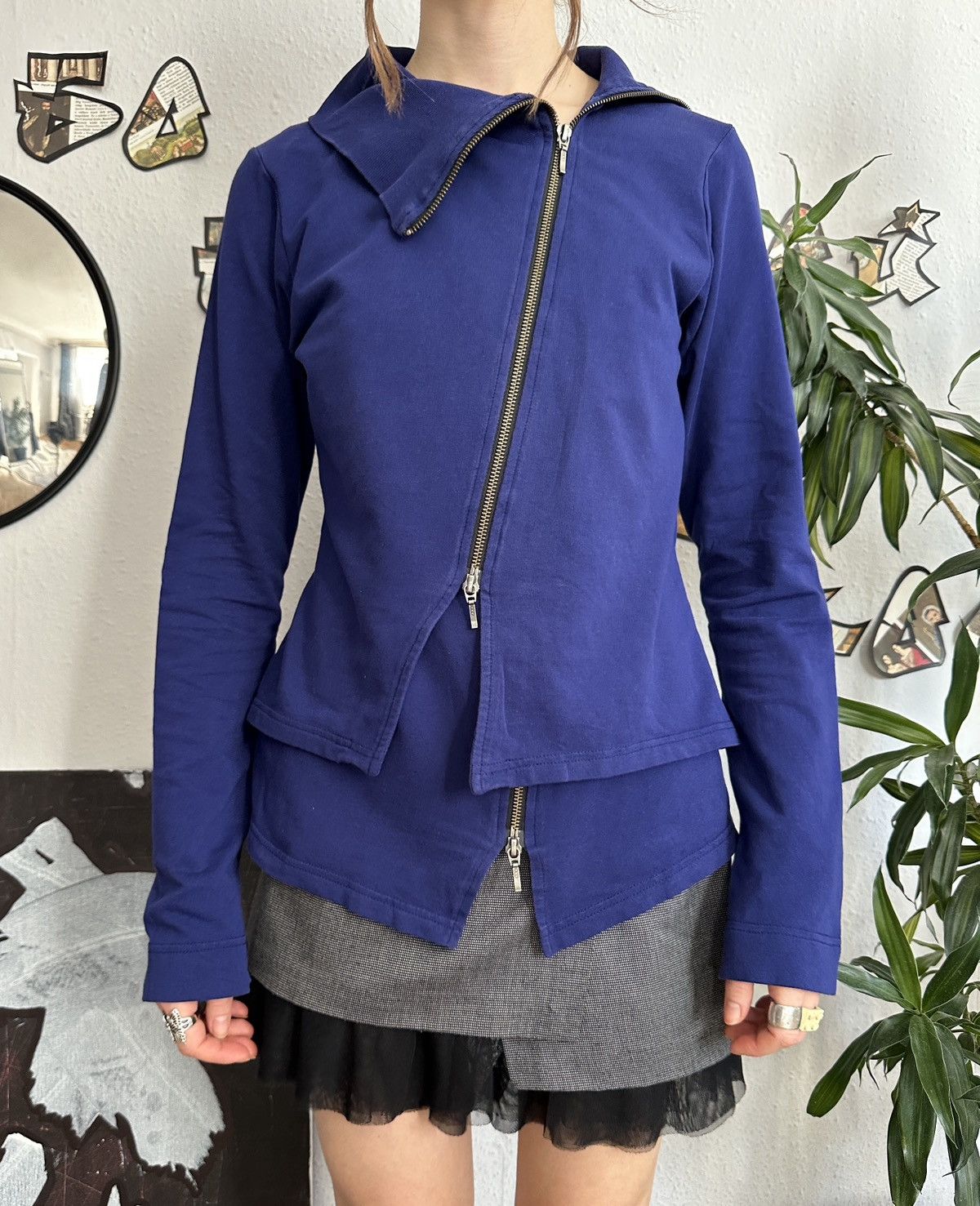 20471120 × Seditionaries × Vintage CoraKemperman Asymmetrical Double Zip Hight Neck Pullover Size M / US 6-8 / IT 42-44 - 1 Thumbnail