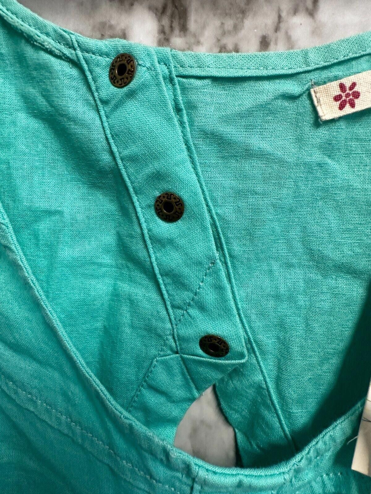 Tultex Tulle Aqua linen Blend sleeveless Midi pockets Dress Size S Size S / US 4 / IT 40 - 4 Thumbnail