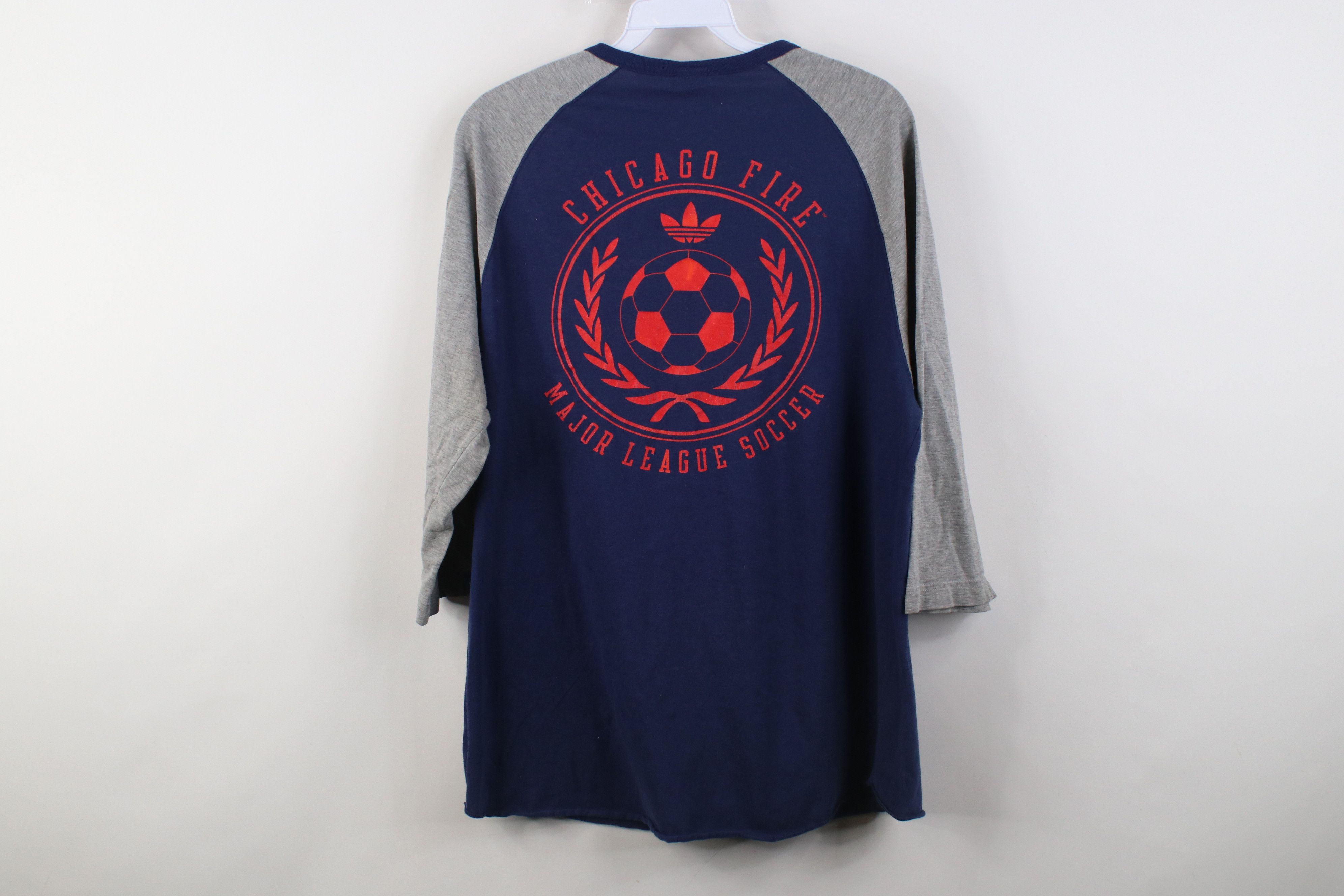 Adidas Adidas MLS Soccer Chicago Fire Raglan Henley T-Shirt Blue Size US L / EU 52-54 / 3 - 14 Thumbnail