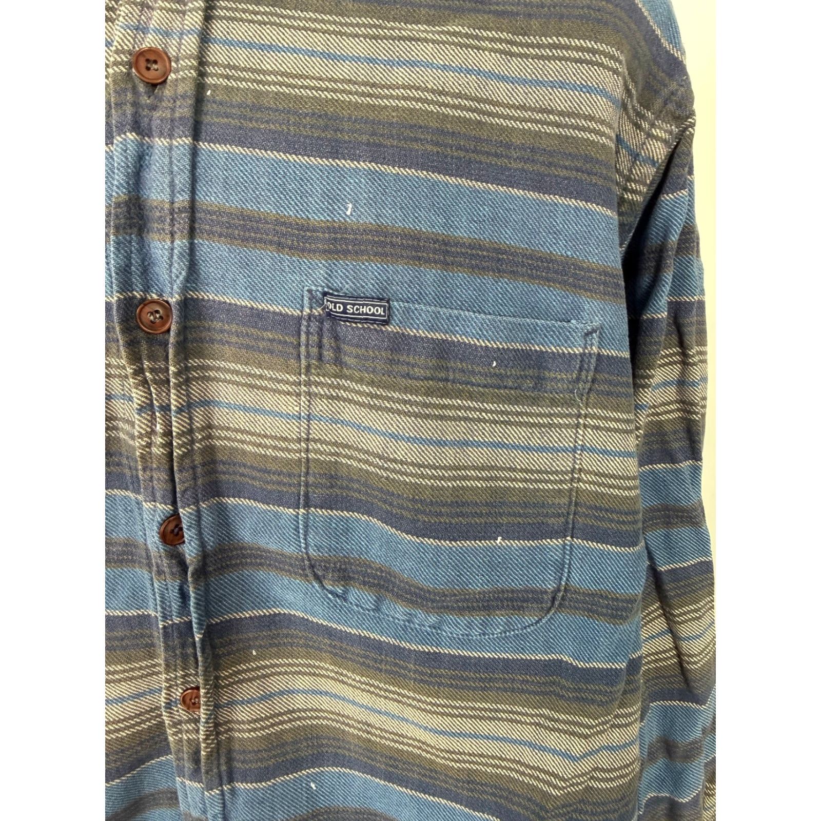 Vintage VINTAGE Old School Clothing Co. Shirt XL Blue Striped Handwoven Cotton Button-Up Men's Size US XL / EU 56 / 4 - 5 Thumbnail