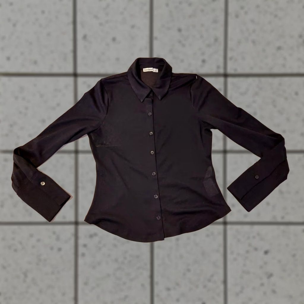 Abercrombie & Fitch Abercrombie & Fitch Shirt Blouse S Small Button Black Cotton Womens Size S / US 4 / IT 40 - 1 Thumbnail