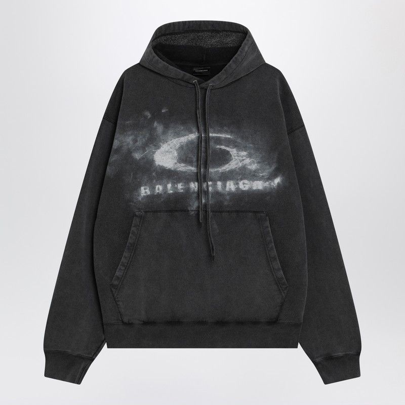 Balenciaga Black Faded Crayon Loop Oversize Hoodie