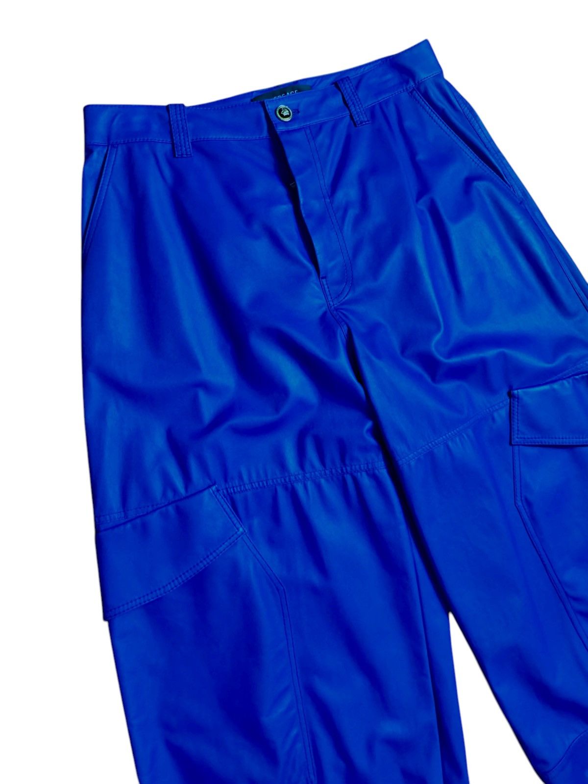 Versace Versace Leather Cargo Pants - Electric Blue Size US 33 - 2 Thumbnail