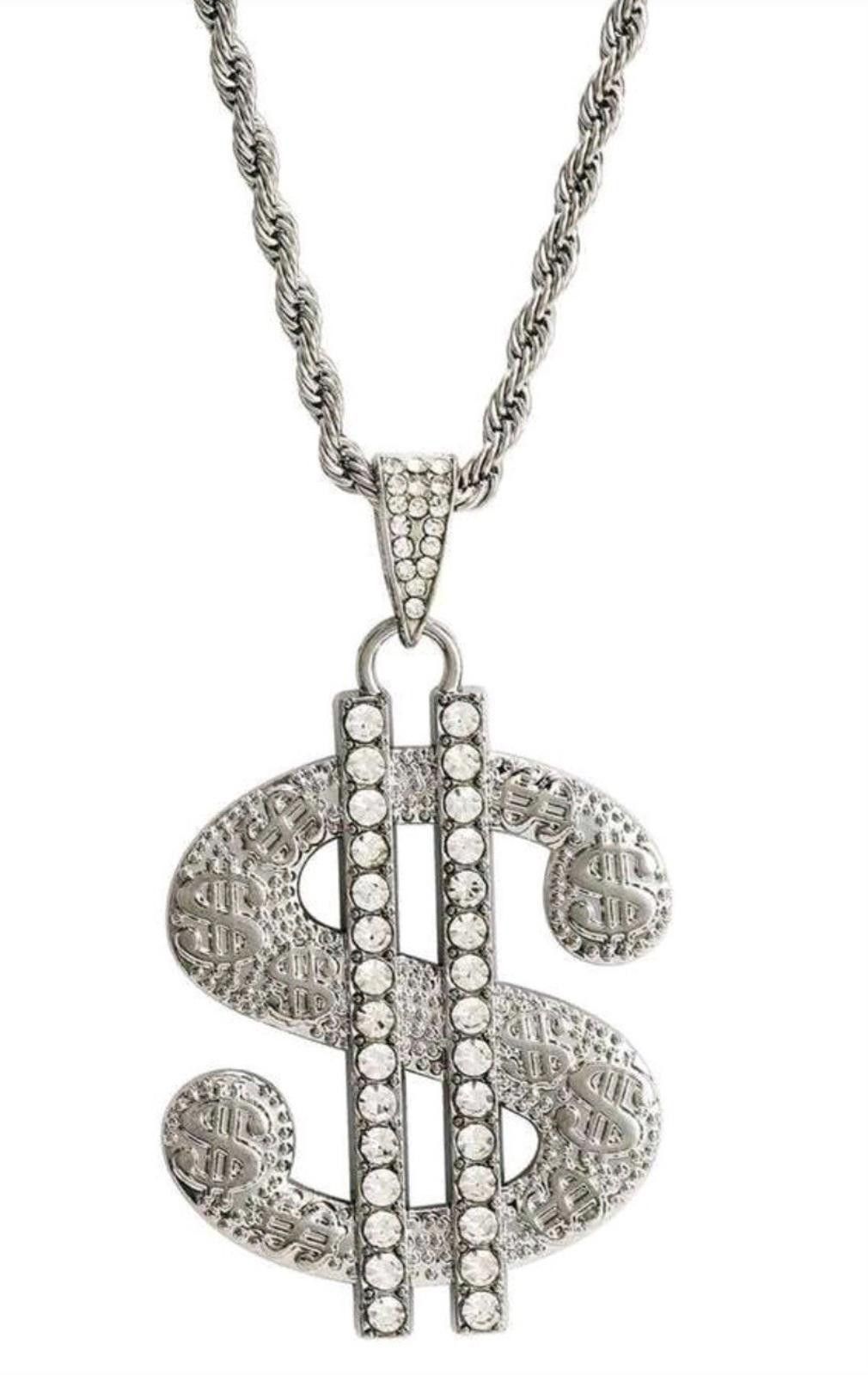 Monet Dollar Sign (Money)-(Chain)-(Silver)-(New)-(Zirconia)-$33.00 Size ONE SIZE - 1 Thumbnail