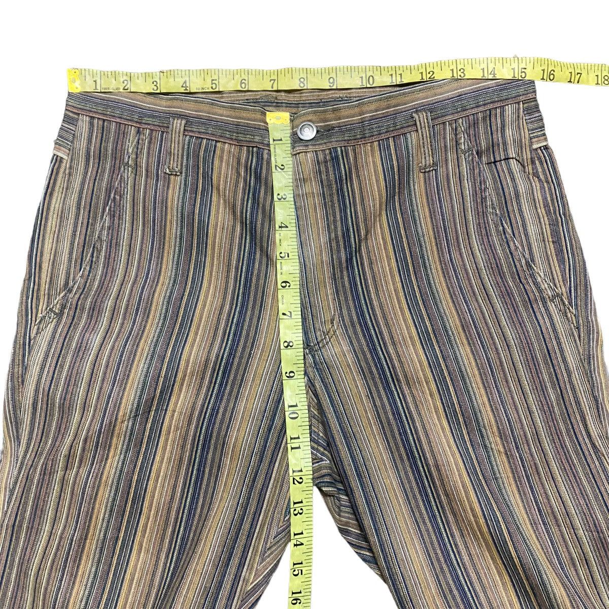 Japanese Brand CUSTOM CULTURE PinStriped Denim Flare Jeans Size US 30 / EU 46 - 15 Thumbnail