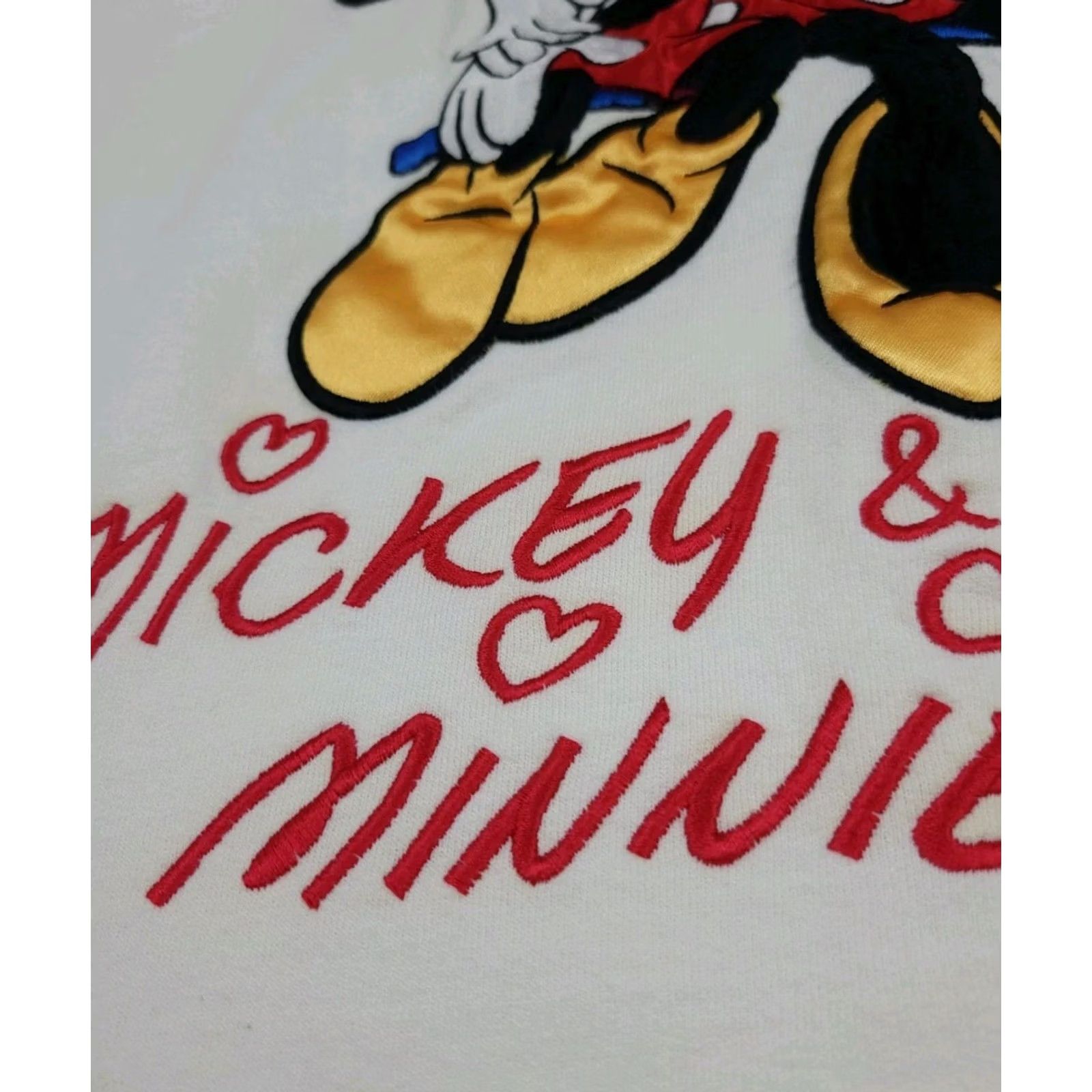 Disney VINTAGE Mickey Minnie Mouse Embroidered Sweatshirt Disney Crew Neck Unisex Adults L White 90s Cap Size US L / EU 52-54 / 3 - 5 Thumbnail
