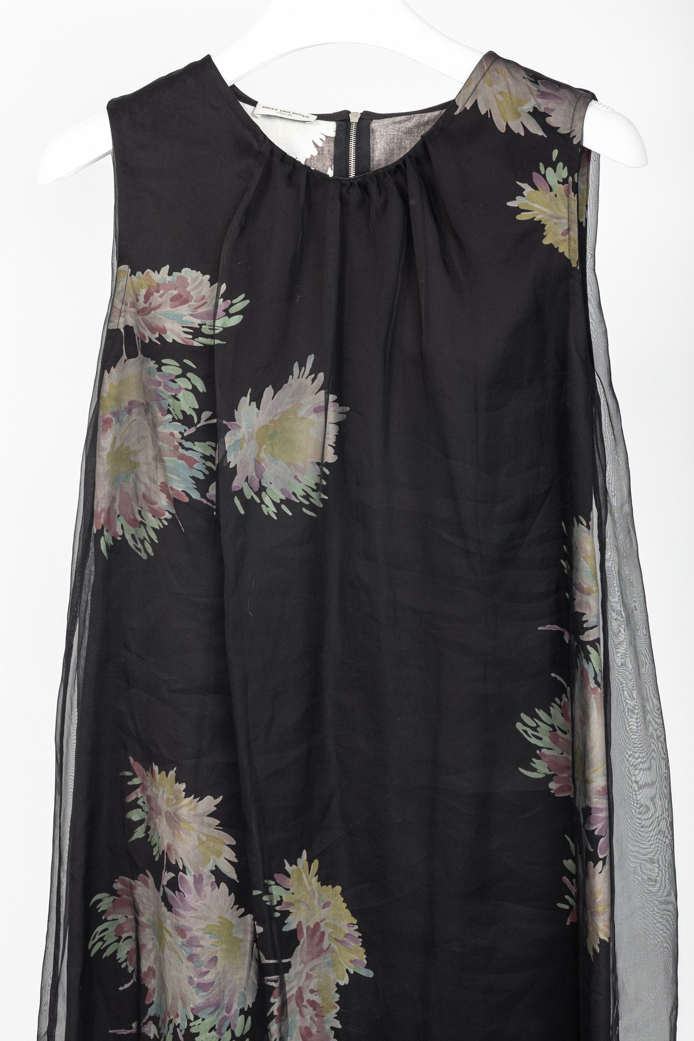 Dries Van Noten Dries Van Noten SS/13 Black Floral Silk-Organza Mini Dress Size M / US 6-8 / IT 42-44 - 3 Thumbnail