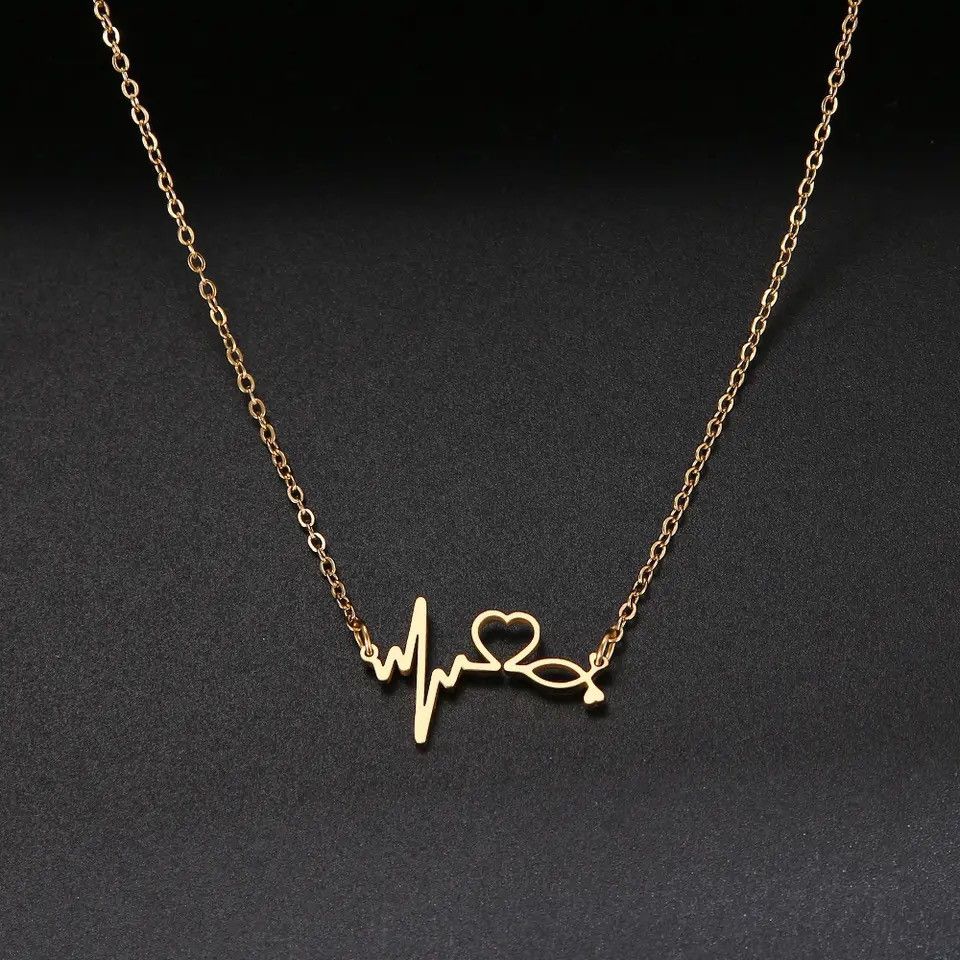 Jewelry Stethoscope Heartbeat Best Necklace Women Love Heart Size ONE SIZE - 4 Thumbnail