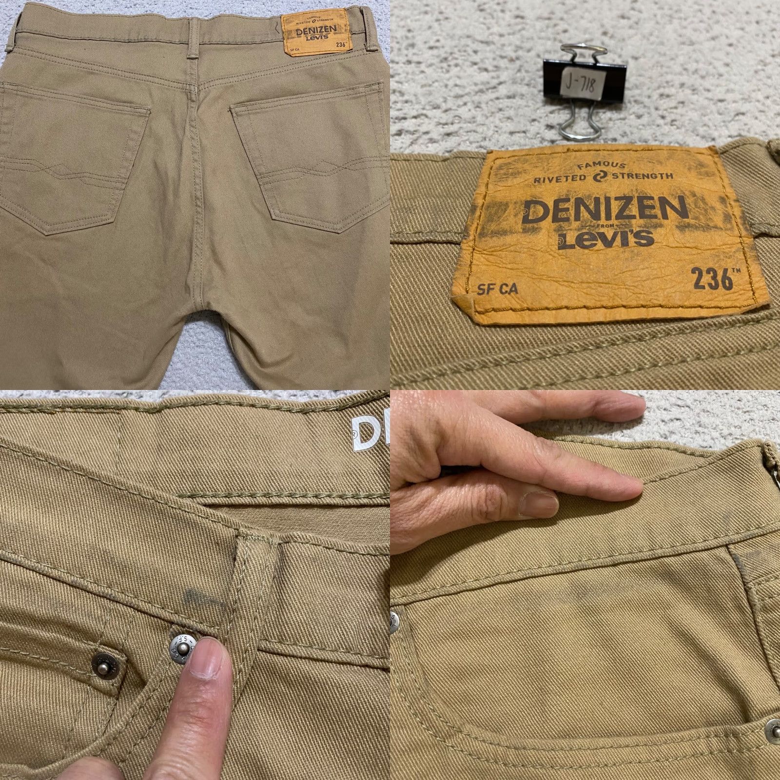 Levi's Levi's Denizen Jeans Mens 34x34 Beige Regular Mid Rise Straight 5-Pocket Cotton Logo Size US 34 / EU 50 - 9 Thumbnail