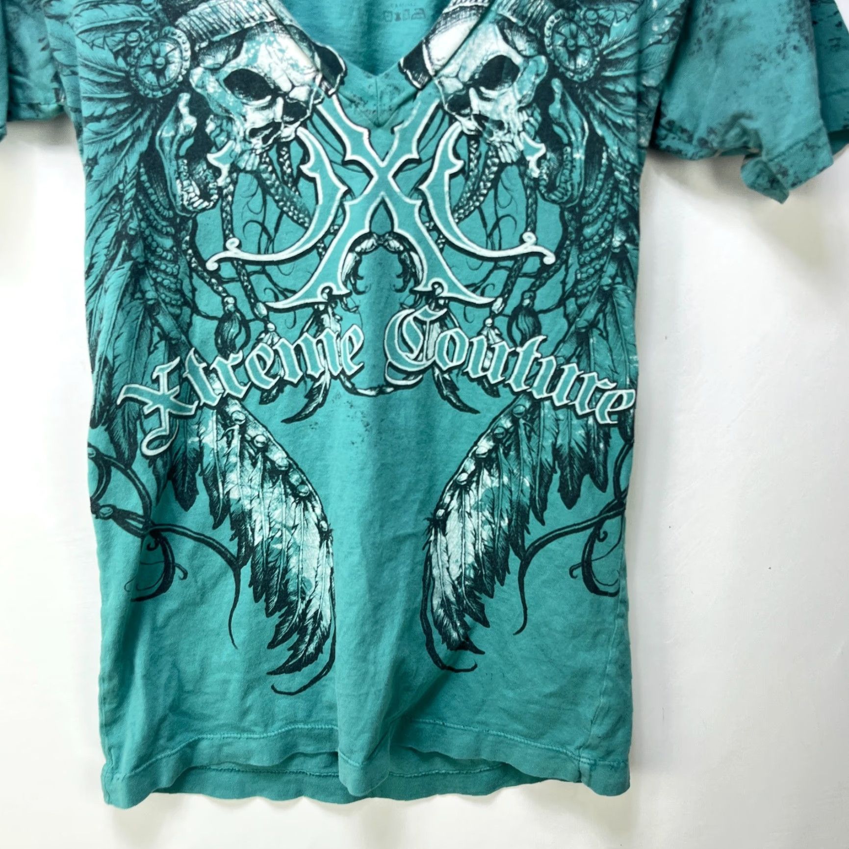 Vintage Vintage Y2K Extreme Couture Shirt MMA Womens Medium Blue Cotton Zipper 90s Pockets Hooded Lightweight All Seasons Short Sleeve T-Shirt Womens Size M / US 6-8 / IT 42-44 - 2 Thumbnail