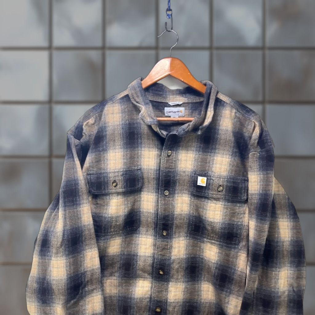 Carhartt VINTAGE Carhartt Shirt Plaid Button-Up 2XL Beige Cotton Flannel Casual Workwear Men Regular Size US XXL / EU 58 / 5 - 1 Thumbnail