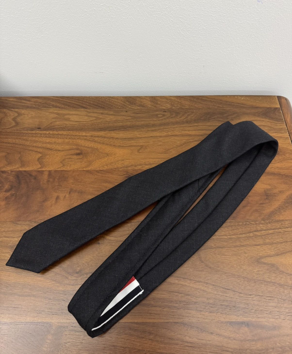 Thom Browne Dark Grey Classic Wool Tie