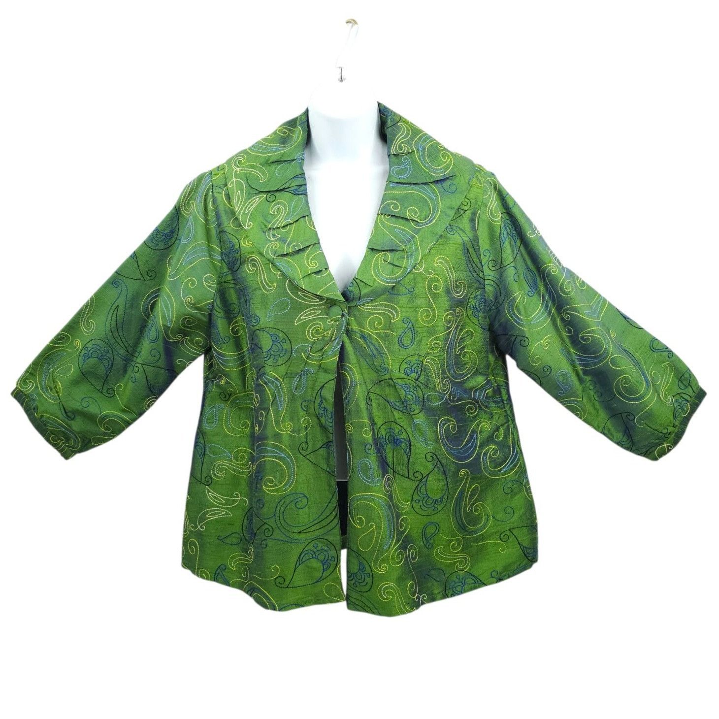 Other Bleu Bayou XL Paisley Silk Jacket Ruffle Lagenlook Fairycore Size XL / US 12-14 / IT 48-50 - 2 Thumbnail