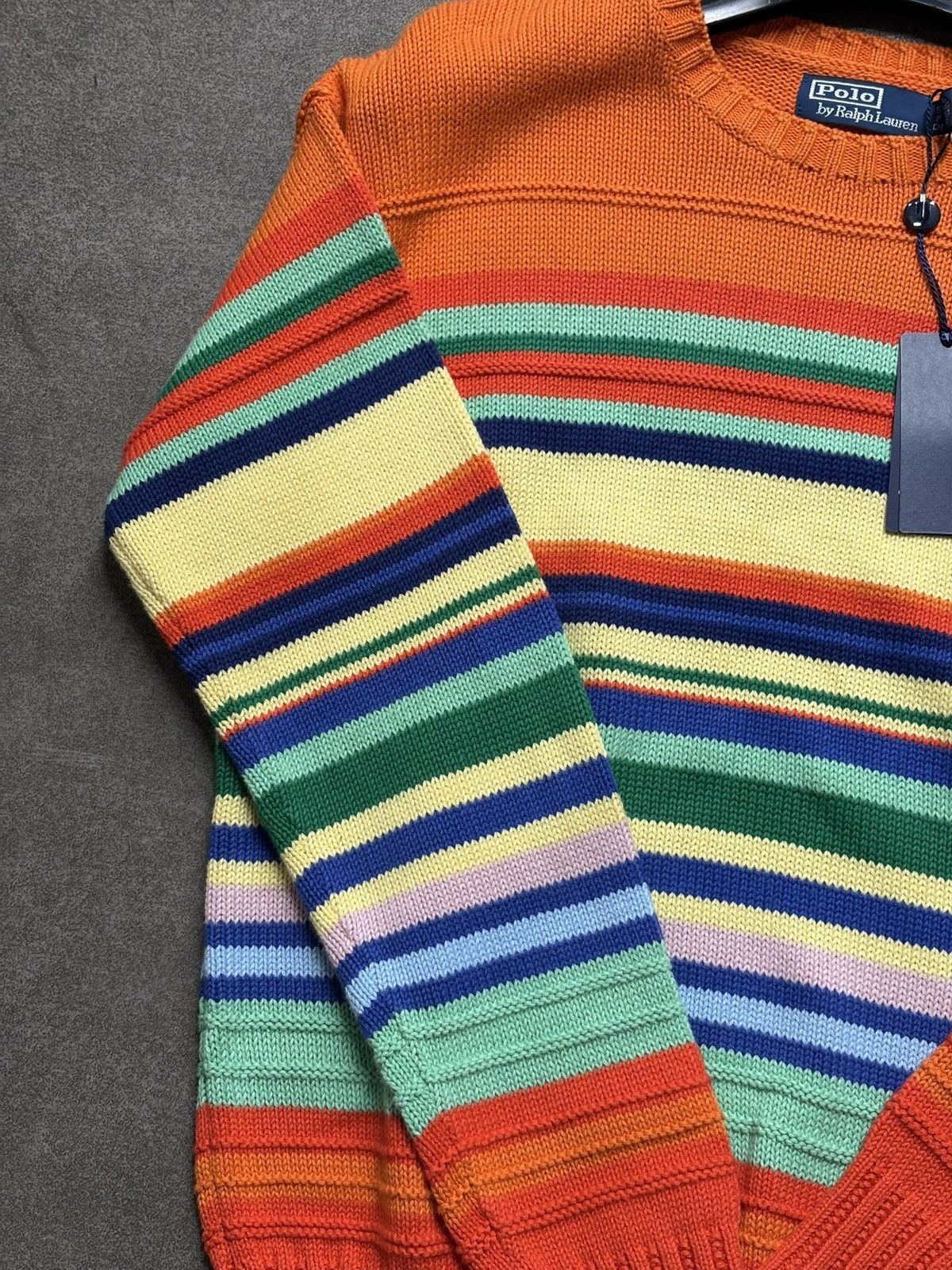 Polo Ralph Lauren Orange Striped Cotton Linen Sweater Ralph Lauren S Size US S / EU 44-46 / 1 - 2 Thumbnail
