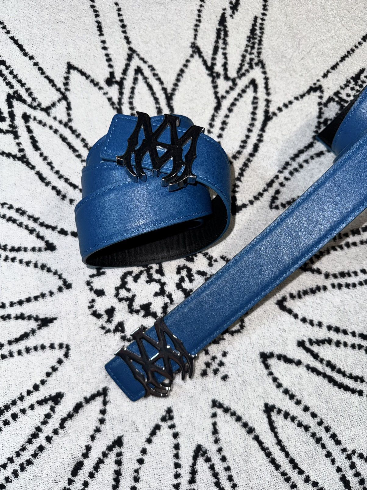 Amiri AMIRI BLUE SILVER MA LOGO LEATHER BELT Size ONE SIZE - 6 Thumbnail