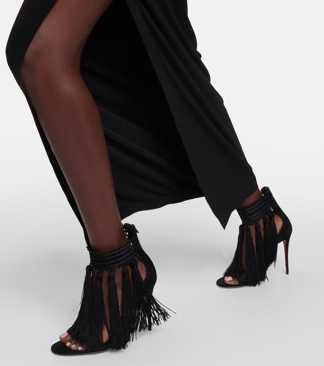 Christian Louboutin o1s1wg110924 Palma Heeled in Black Size US 8 / IT 38 - 6 Thumbnail