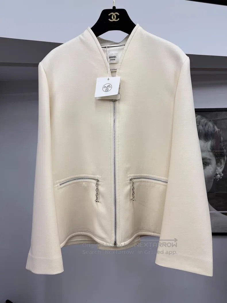 Hermes Hermes White Zip-Up Jacket Size XS / US 0-2 / IT 36-38 - 1 Thumbnail