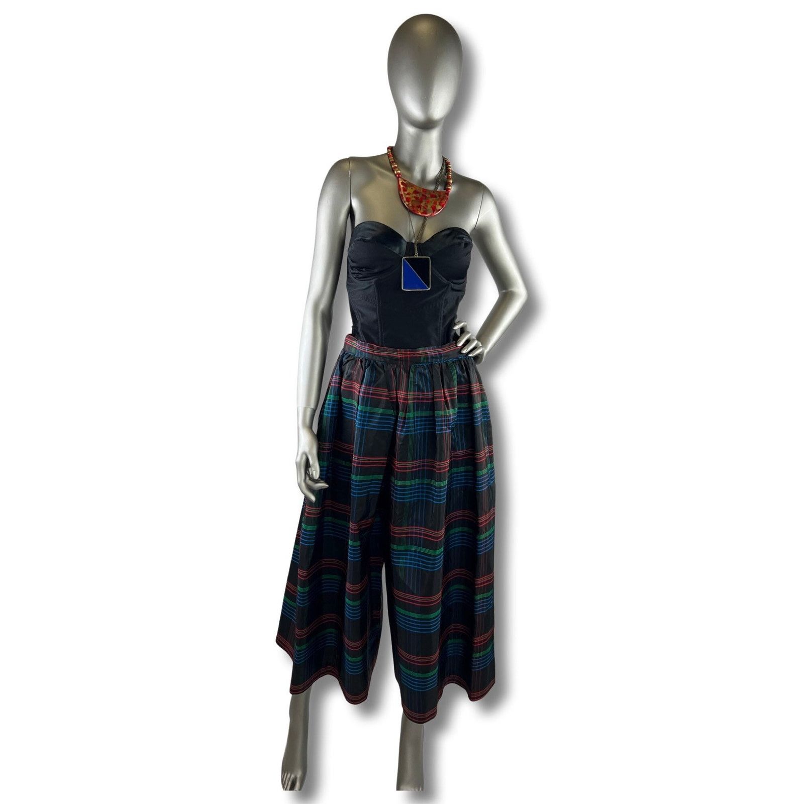 Vintage Vintage 1980s Plaid Culotte Pants Small/Medium Size 29" - 2 Thumbnail