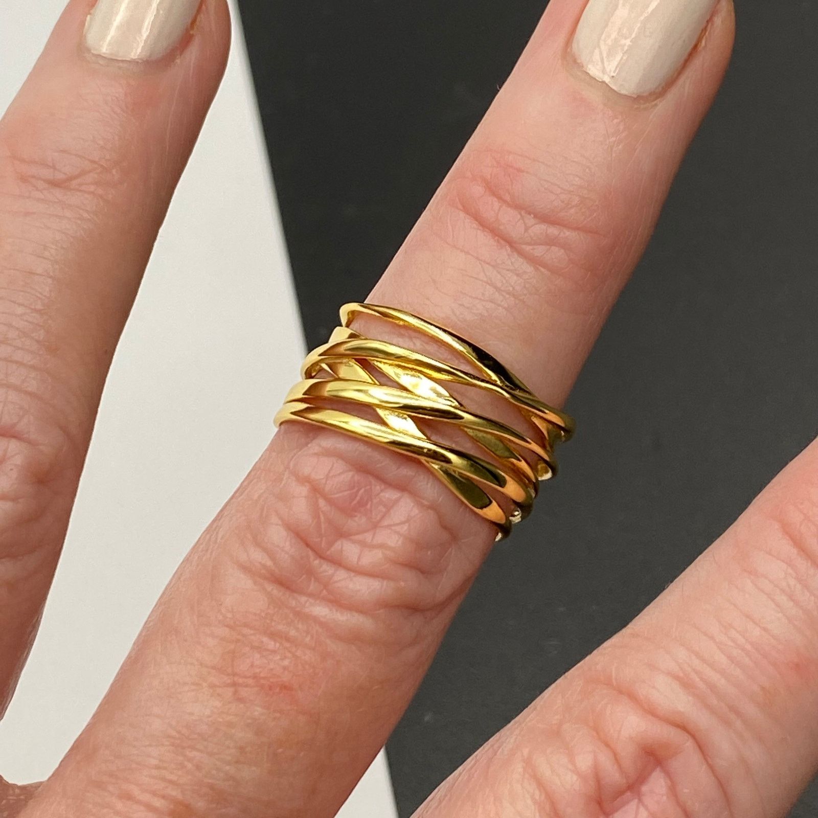 The Unbranded Brand Geometric Stacking 925 Sterling Silver Ring Adjustable Size Size ONE SIZE - 4 Thumbnail
