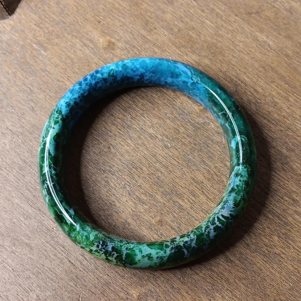 Designer Genuine Peacock Jade Bangle Bracelet Size ONE SIZE - 2 Thumbnail
