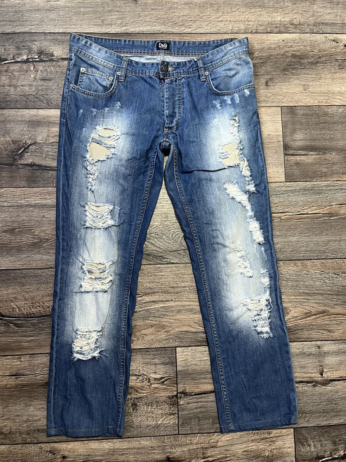 Dolce & Gabbana Vintage Dolce & Gabbana Men’s Blue Ripped Jeans Size 34 Size US 34 / EU 50 - 1 Thumbnail