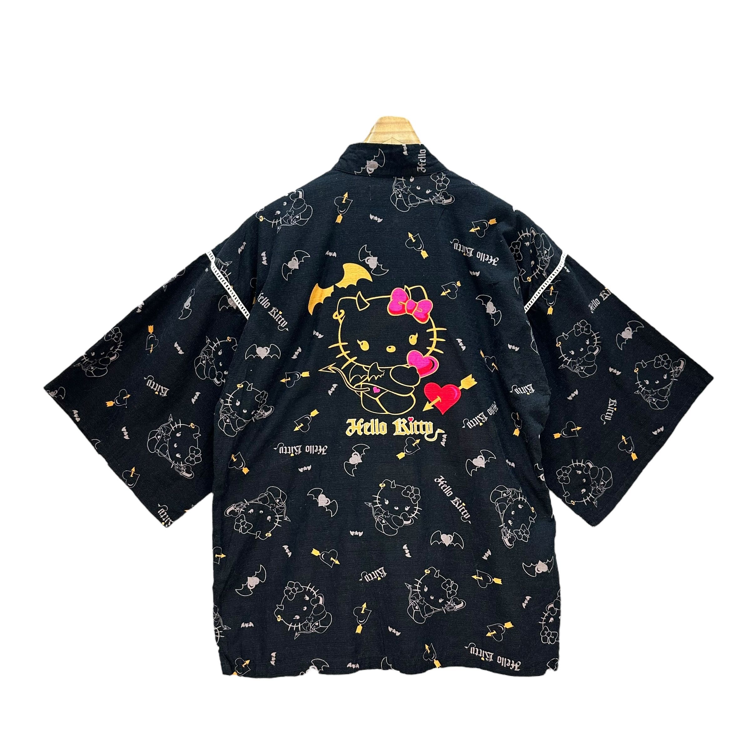 Japanese Brand HELLO KITTY BIG LOGO FULLPRINT BLACK KIMONO #8807-028 Size US M / EU 48-50 / 2 - 1 Thumbnail