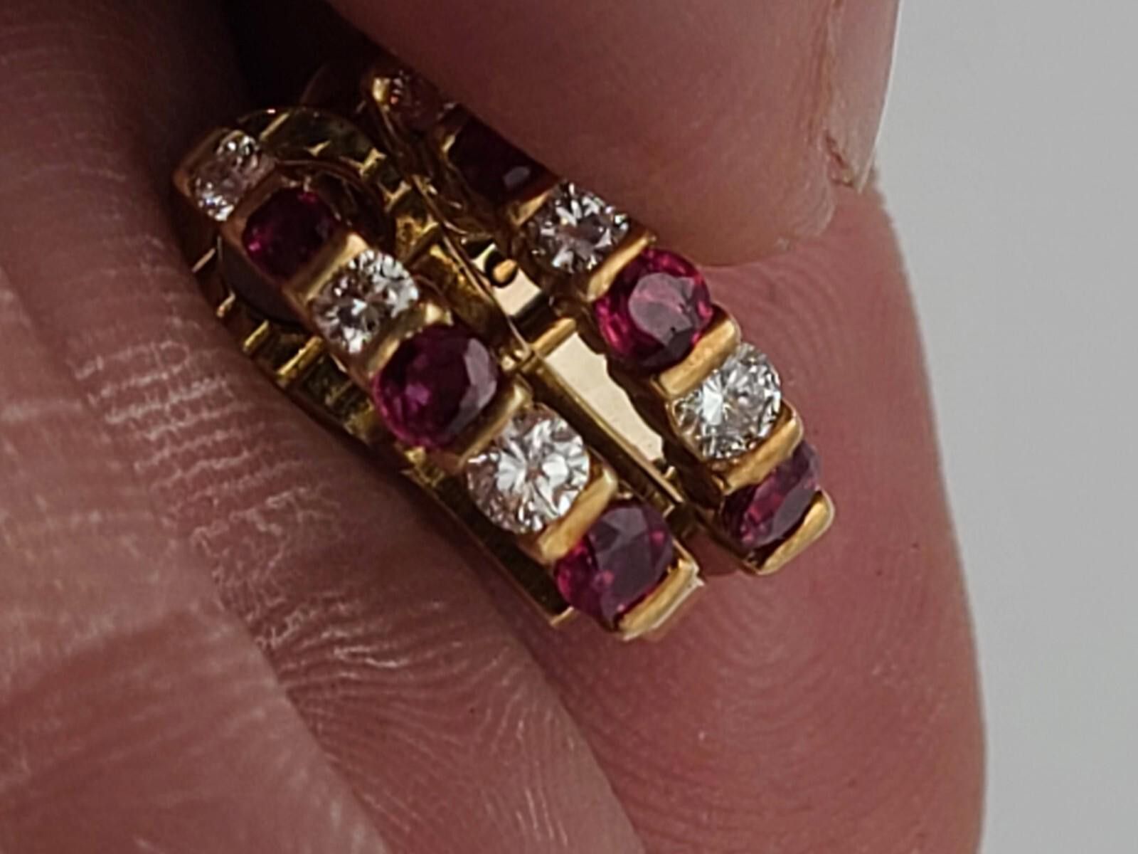 Gosha Rubchinskiy 18K Vintage Yellow Gold Ruby & VS-SI Diamond Earrings Size ONE SIZE - 9 Thumbnail