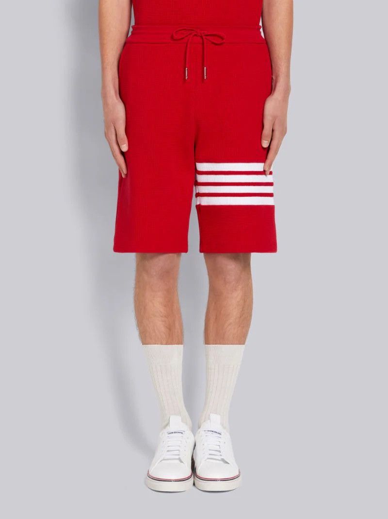 Thom Browne Thom Browne Red Compact Waffle 4-Bar Sweatshort Size US 32 / EU 48 - 1 Thumbnail