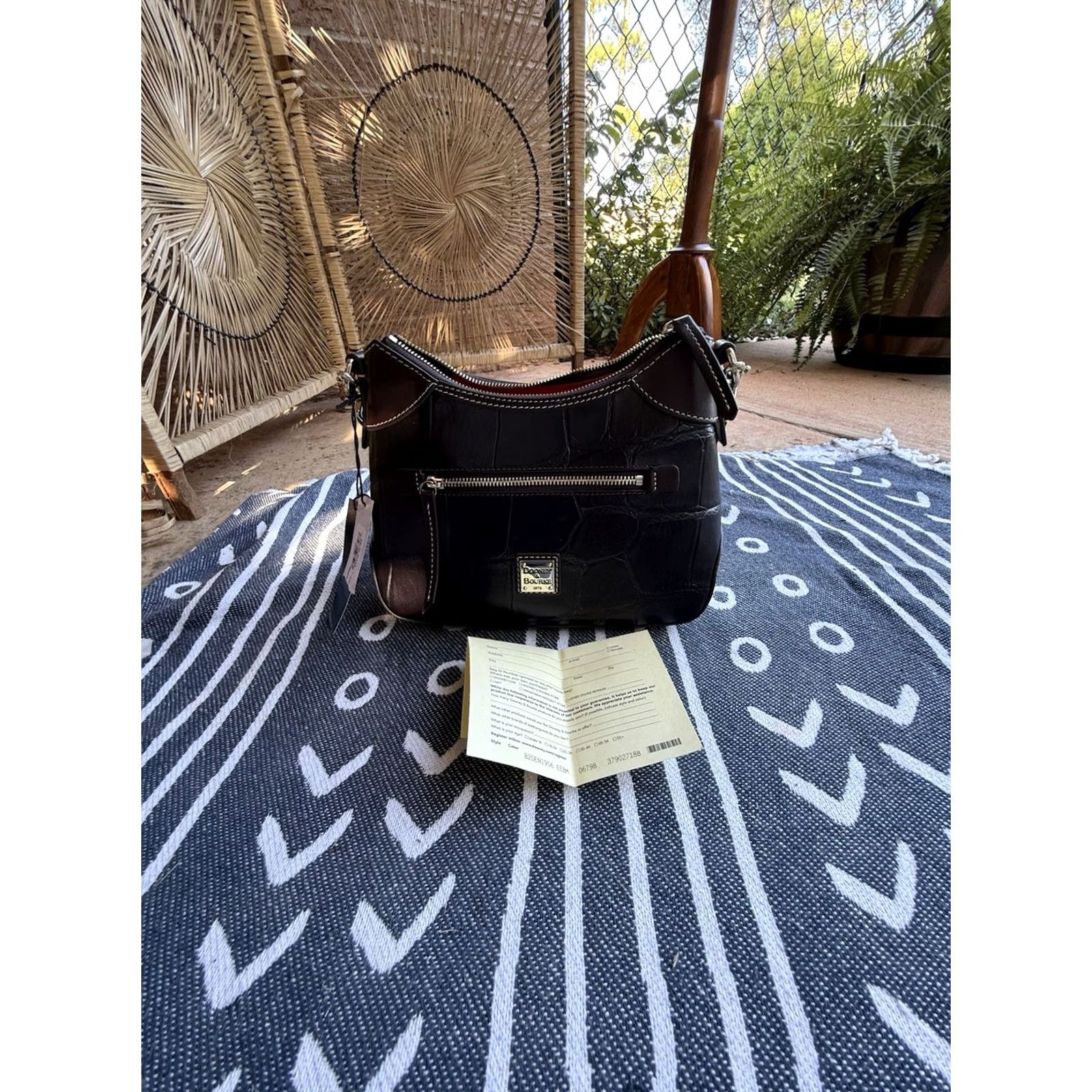 Dooney & Bourke Dooney & Bourke Purse Handbag Croc Embossed Leather cognac Medium Satchel/Top Handle Bag Women's Zip Closure Inner Pockets Ivory? Size ONE SIZE - 2 Thumbnail