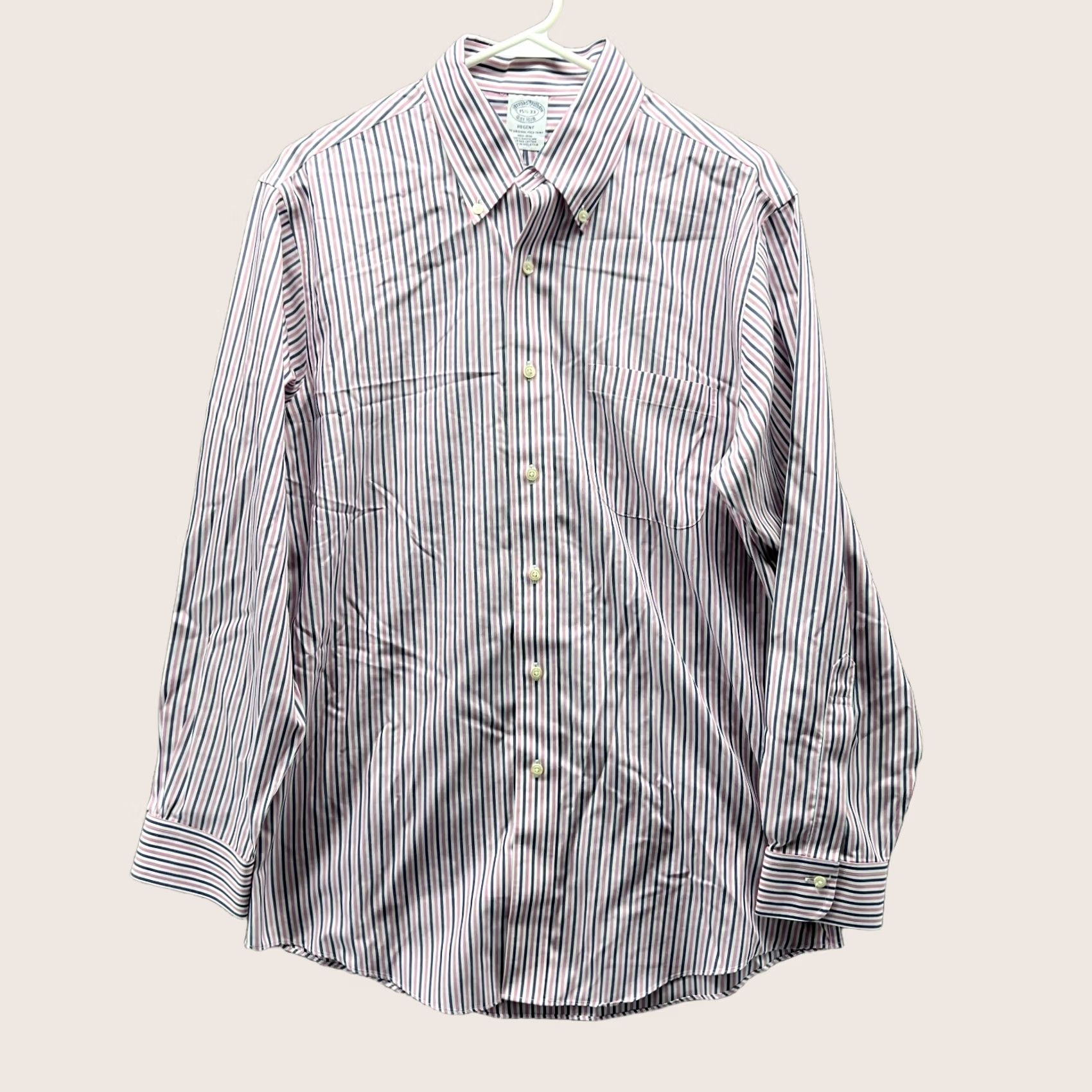 Brooks Brothers VINTAGE Brooks Brothers Shirt Men 15.5 33 Pink Striped Regent Supima Button-Down Size US L / EU 52-54 / 3 - 1 Thumbnail