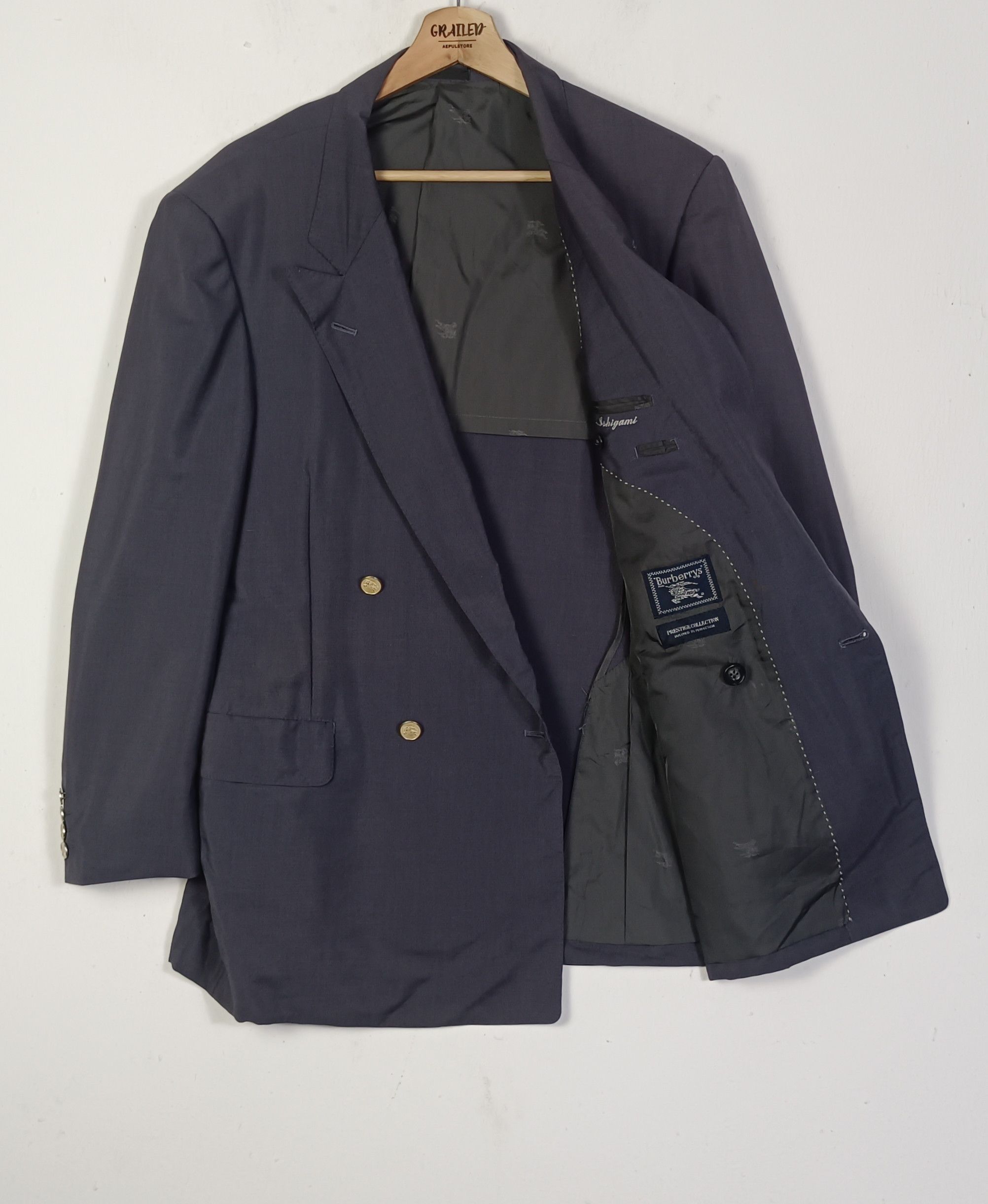 Burberry × Vintage Burberry Vintage Woll Tailored Double Breasted Blazer Size US L / EU 52-54 / 3 - 2 Thumbnail