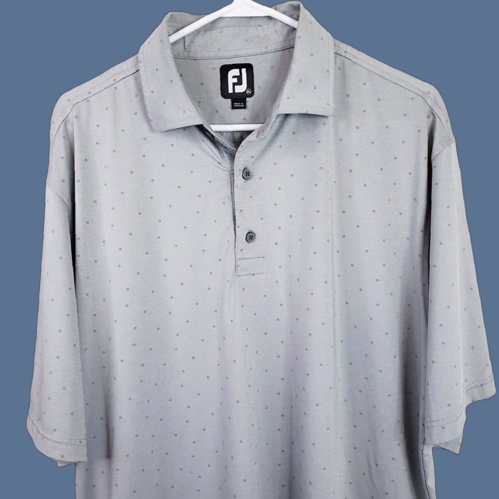 Footjoy FJ Footjoy Polo Shirt Mens XL Gray Black Geometric Dots Short Sleeve Golf Size US XL / EU 56 / 4 - 1 Thumbnail