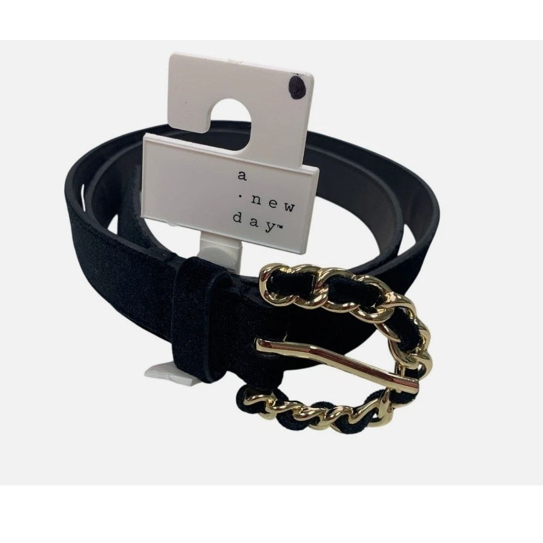 Other A New Day Womens Woven Chain Buckle Velvet Belt - Black - La Size ONE SIZE - 2 Thumbnail