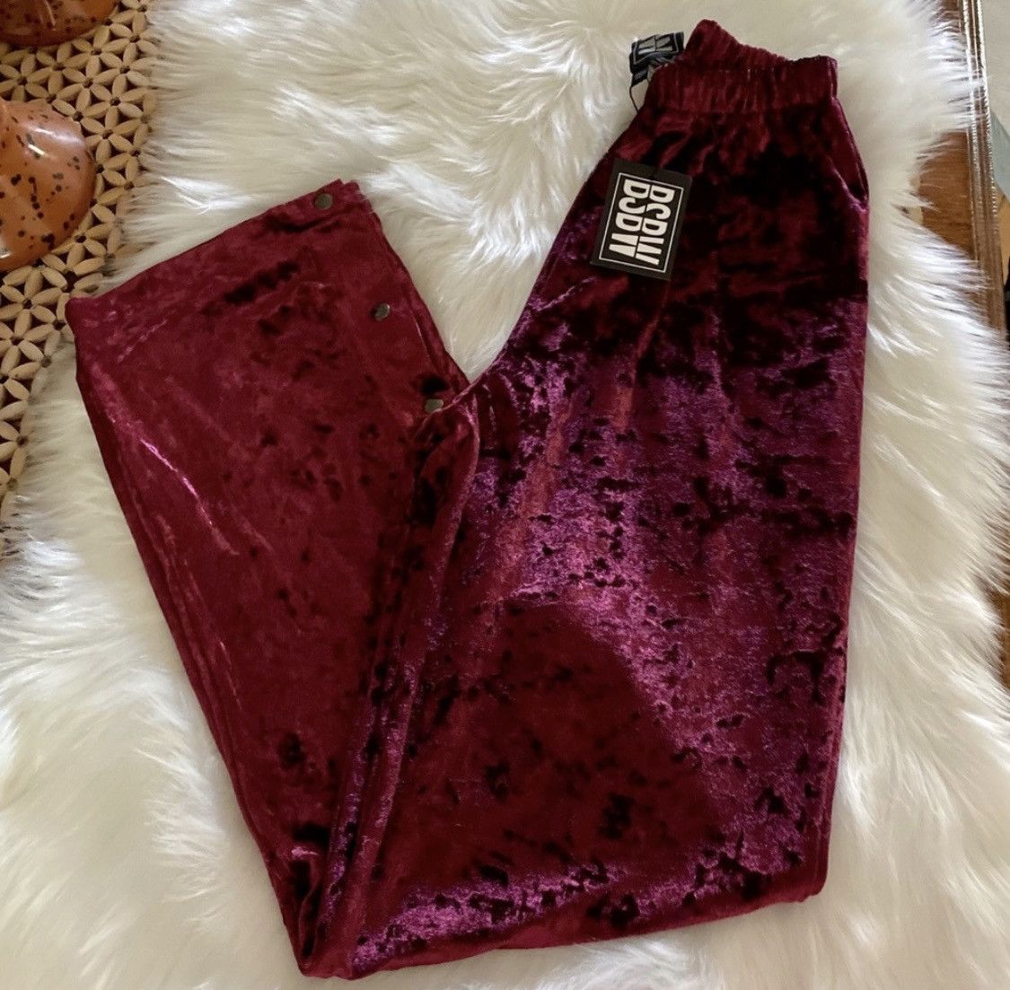 BSBW CRUSHED VELVET VERSATILE SNAP BUTTON PANTS