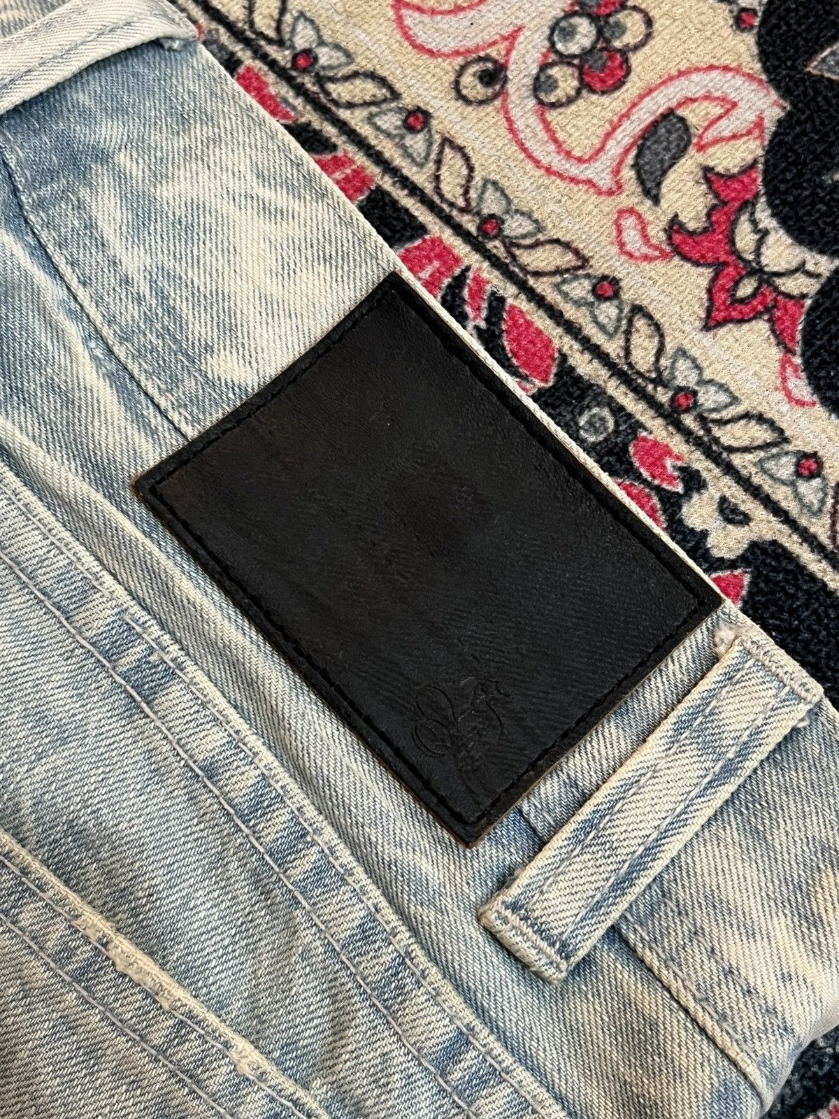 If Six Was Nine Japanese Brand La Gate Acid Blue Whisker Ripped Flare Jeans Size US 31 - 8 Thumbnail