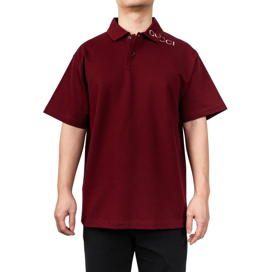 Gucci o1mt1gz0226 Cotton Polo Shirt in Burgundy Size US L / EU 52-54 / 3 - 3 Thumbnail