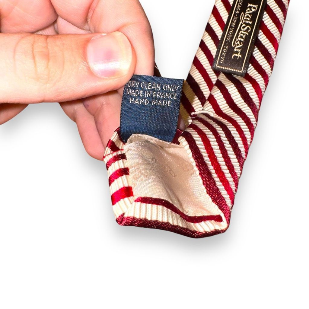 Paul Stuart Paul Stuart Red & White Striped 100% Silk Handmade in France Size ONE SIZE - 7 Thumbnail