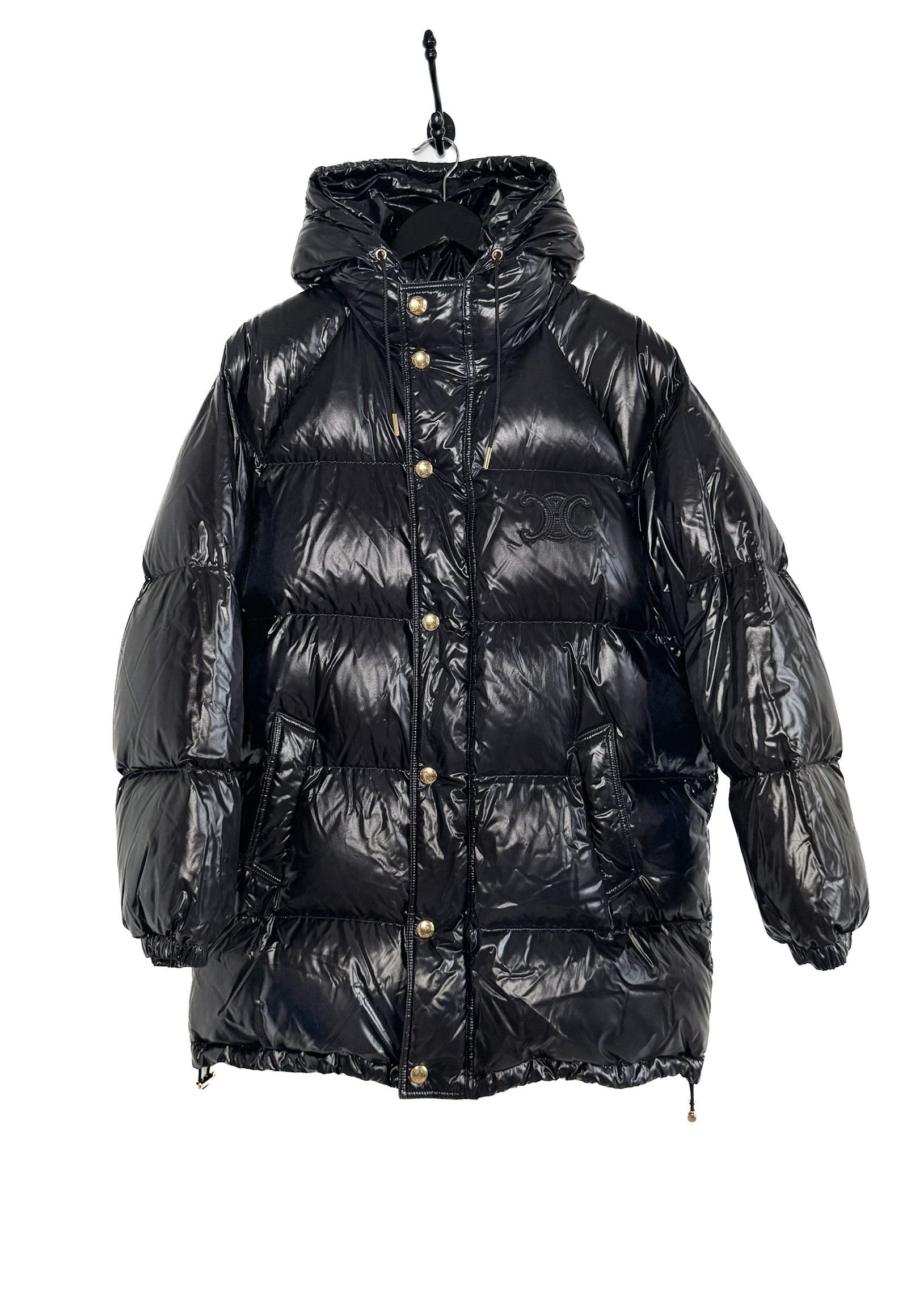 Celine Celine Gold Buttons Triomphe Patch Black Puffer Jacket Size S / US 4 / IT 40 - 1 Thumbnail