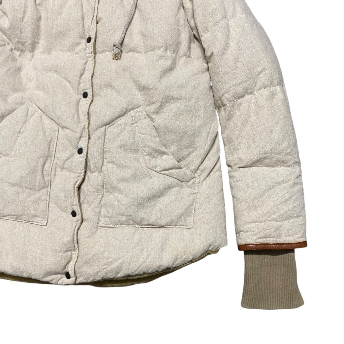 GOA G.O.A Puffer Jacket Hooded Leather Trimmed Size US M / EU 48-50 / 2 - 7 Thumbnail