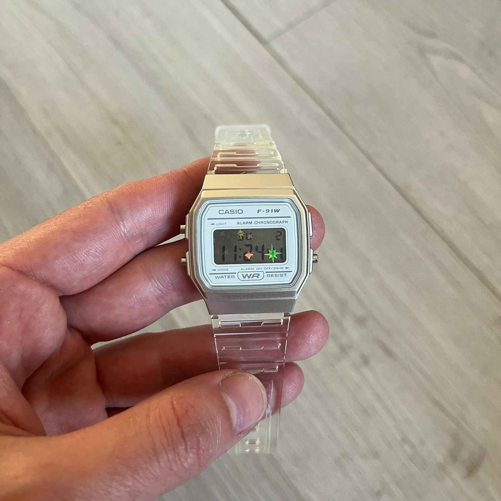 Casio Casio F-91W "Holo Stars" Clear Digital Watch Size ONE SIZE - 5 Thumbnail