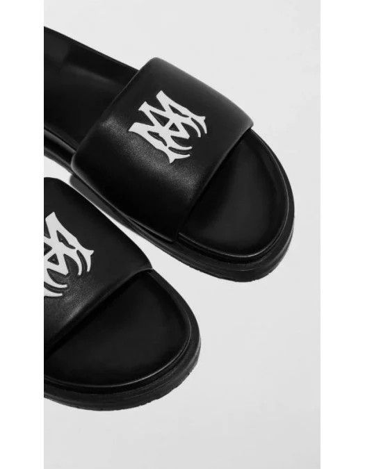Amiri o1gr1nt0824 Leather Slide in Black & White Size US 8 / EU 41 - 3 Thumbnail