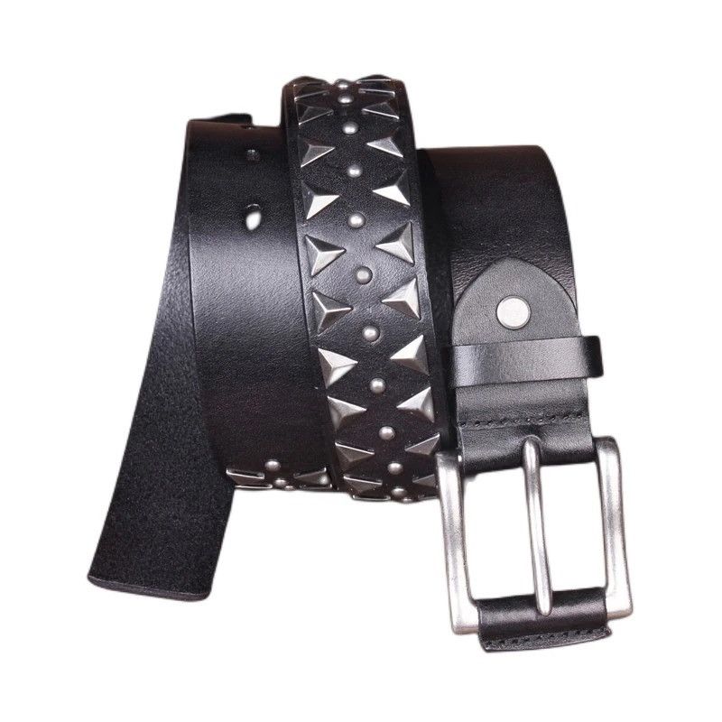 Genuine Leather × Vintage Handmade Studded Heavy Metal Style Belt Genuine Leather Size ONE SIZE - 6 Thumbnail