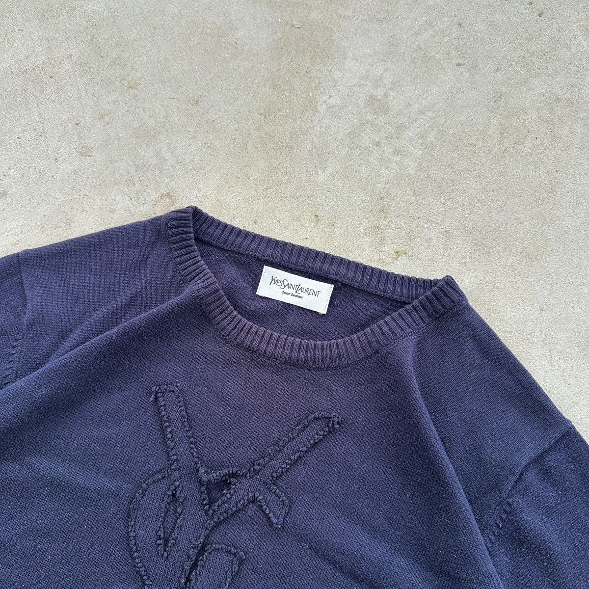 Yves Saint Laurent Vintage Yves Saint Laurent Sweater Embroidered Logo Blue M Size M / US 6-8 / IT 42-44 - 6 Thumbnail