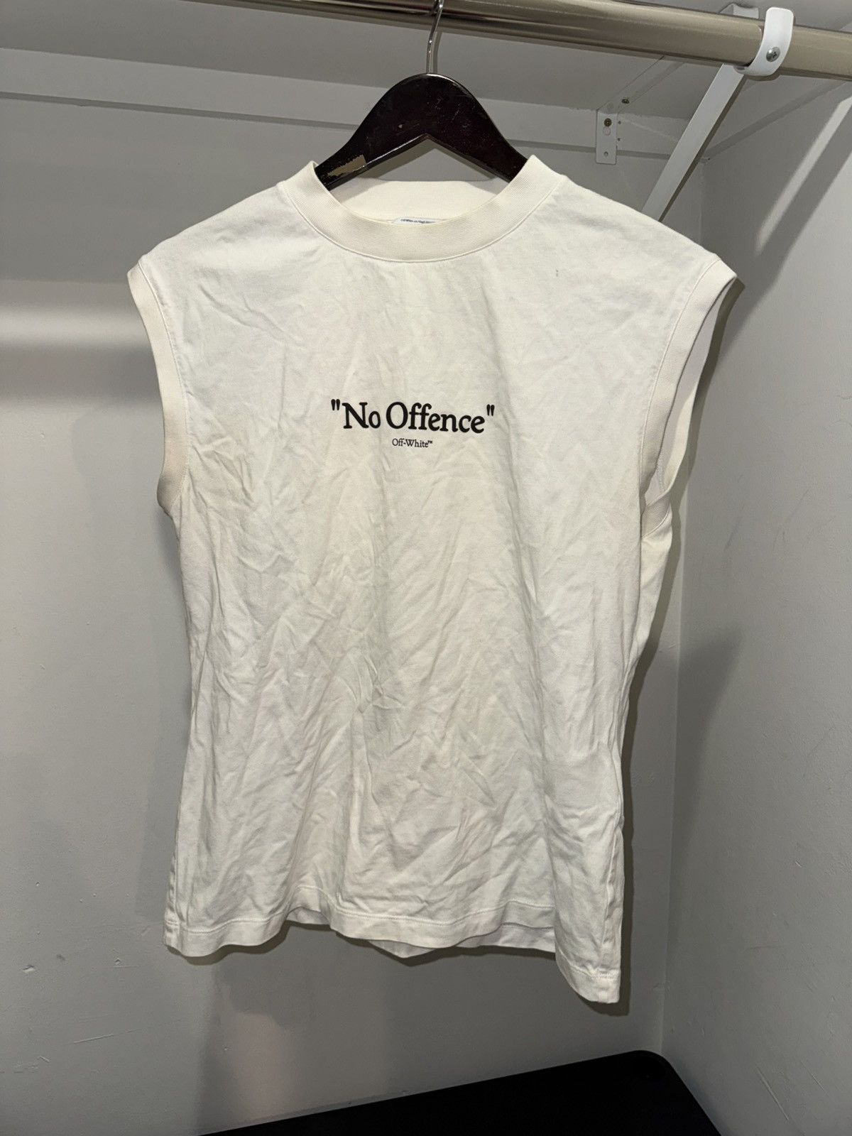 Off-White Off-white “no offense” logo sleeveless tee white Size US S / EU 44-46 / 1 - 4 Thumbnail
