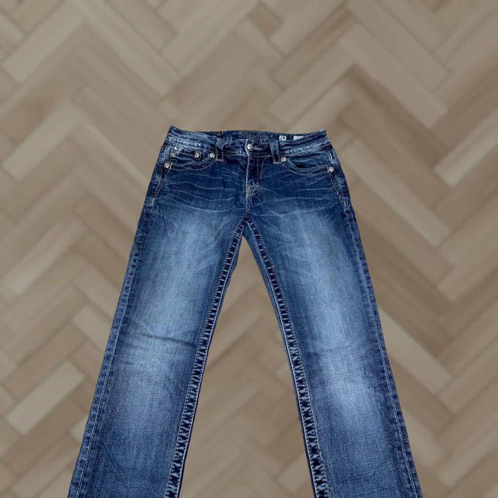Miss Me Miss Me Jeans Women 28 Blue Ankle Skinny 5-Pocket Embroidered Denim Vintage: No Y2K Style, Regular Inseam 29” Size 28" / US 6 / IT 42 - 1 Thumbnail