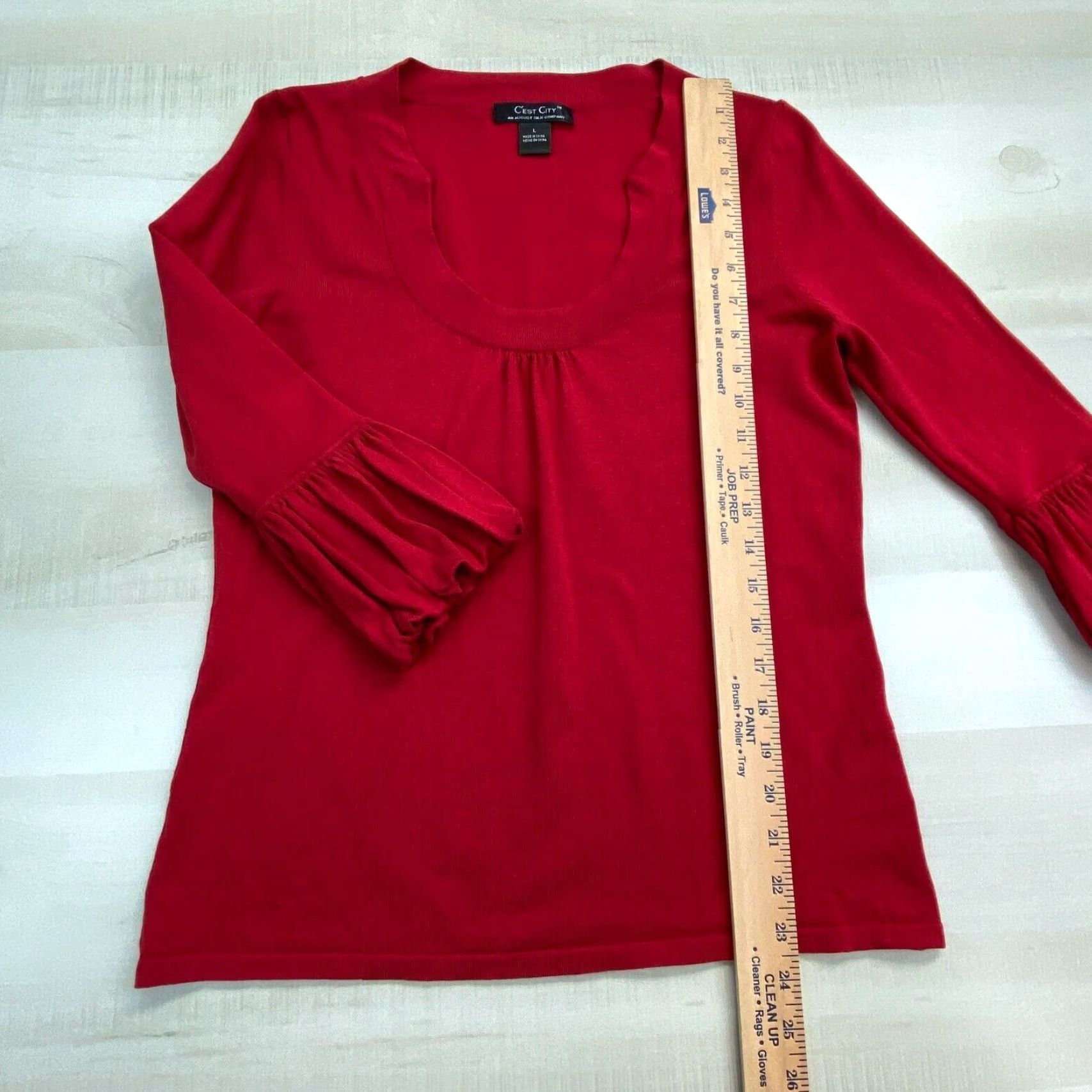 Vintage Cest City Womens Red Silk Blend Pullover Sweater Large 3/4 Sleeves Size L / US 10 / IT 46 - 7 Thumbnail