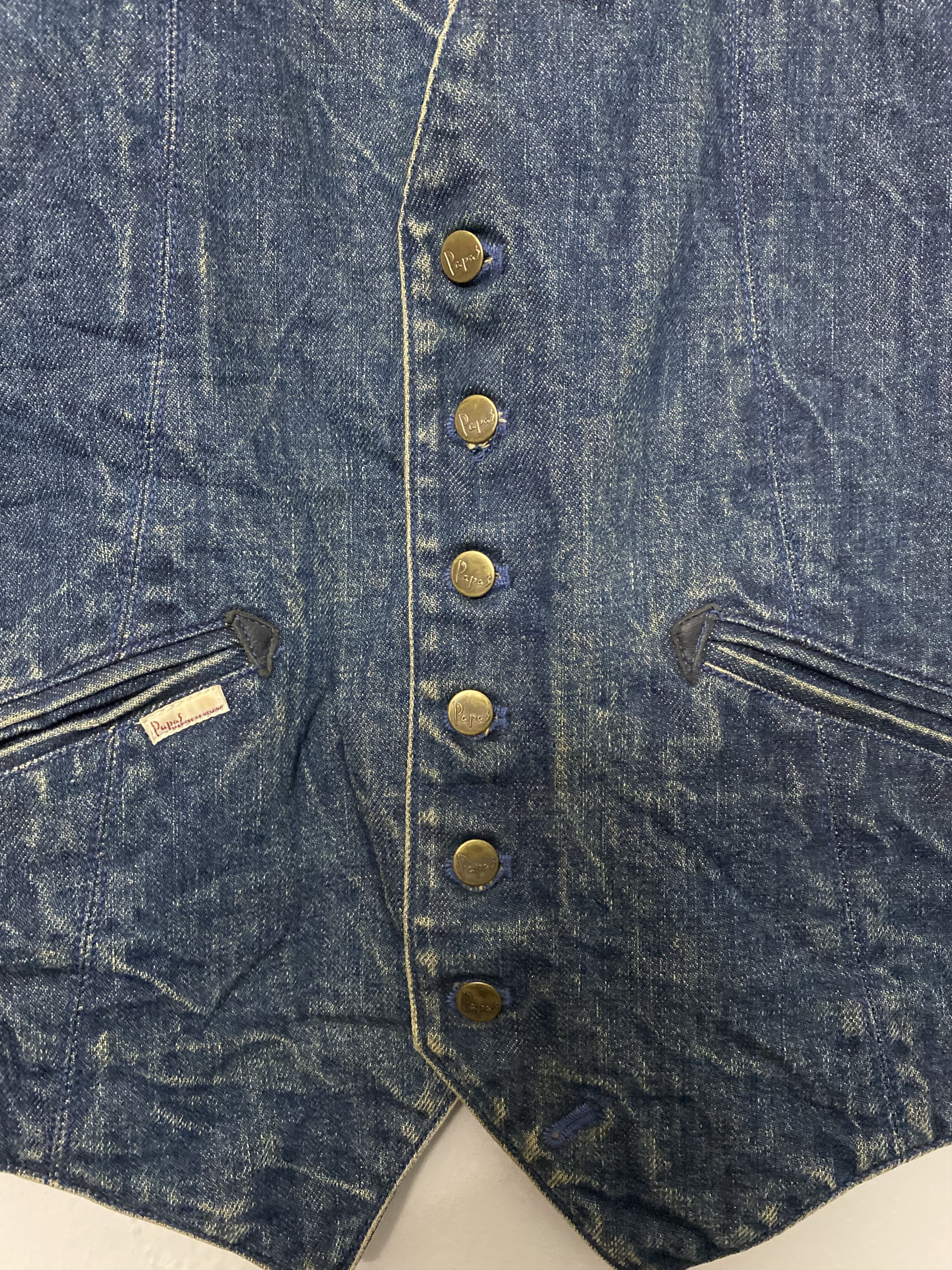 Japanese Brand Papas Maniere De Heming Denim Leather Western Vest Size S Size 48R - 9 Thumbnail