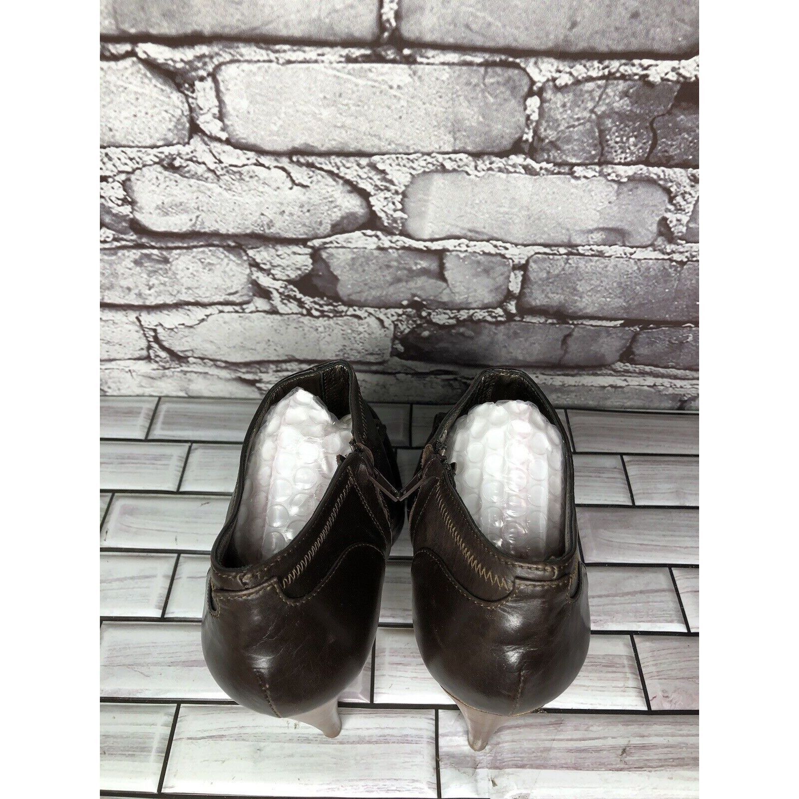 Other 7 Seven for all Mankind Brown Leather Wooden Heel Booties Wo Size US 9.5 / IT 39.5 - 21 Thumbnail